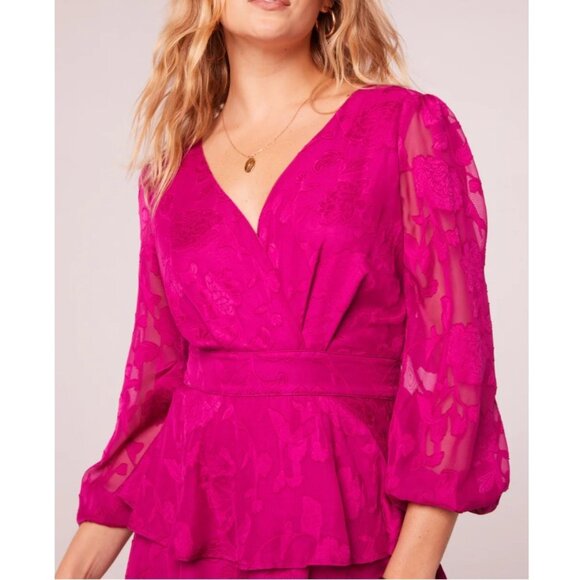 Band of the Free NWT Kiss Me Fuchsia Peplum Mini Dress Sz Medium Fuschia Pink - Picture 9 of 14